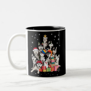 Lustiger Sibirischer Husky Weihnachtsbaum Haustier Zweifarbige Tasse