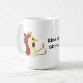 Lustiger sitzender Hahn Kaffeetasse (Vorderseite Links)