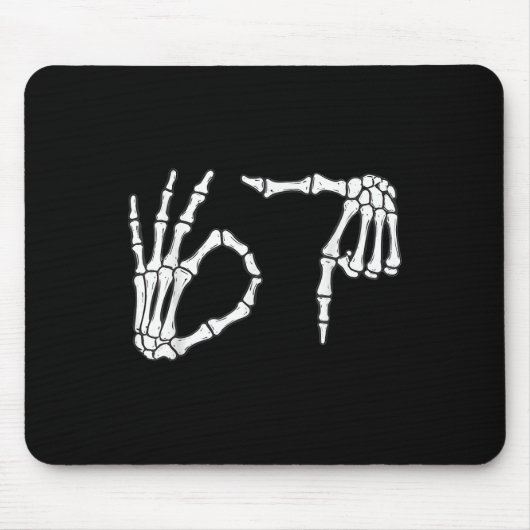 Lustiger Six Seven 6 7 Meme 67 Skelett Hand Hallow Mousepad (Vorne)