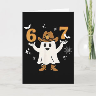 Lustiger Six Seven 6 7 Meme Cowboy Geist Halloween Karte