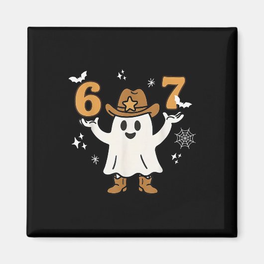 Lustiger Six Seven 6 7 Meme Cowboy Geist Halloween Magnet (Vorne)