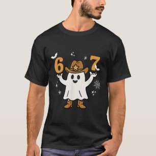Lustiger Six Seven 6 7 Meme Cowboy Geist Halloween T-Shirt