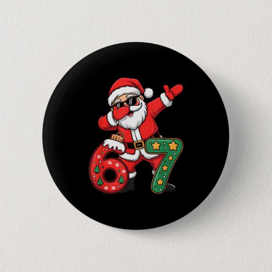 Lustiger Six Seven 6 7 Meme Santa Dab Weihnachten Button (Vorderseite)