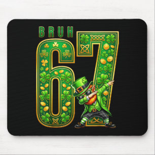 Lustiger Six Seven Dabbing Leprechaun Bruh 67 St P Mousepad