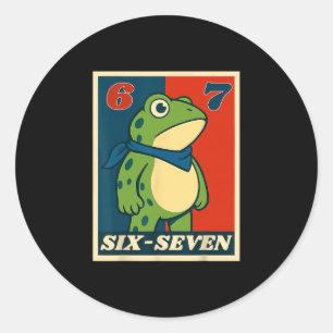 Lustiger Six Seven Frosch 6 7 Meme Gen Alpha Slang Runder Aufkleber