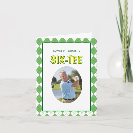 Lustiger Six-tee Golf 60. Geburtstag Einladung (Vorderseite)