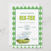Lustiger Six-tee Golf 60. Geburtstag Einladung (Vorderseite)