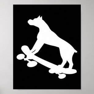 Lustiger Skateboard fahrender Boxerhund Skateboard Poster