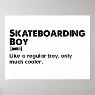 Lustiger Skateboard fahrender Junge Definition Ska Poster