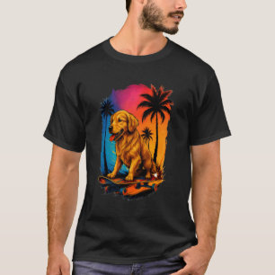 Lustiger Skateboard-Hund Golden Retriever Sommer P T-Shirt