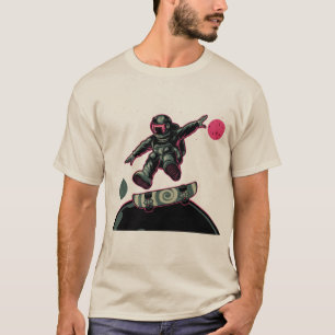 Lustiger Skateboarding-Astronaut Weltraum-Skater-S T-Shirt