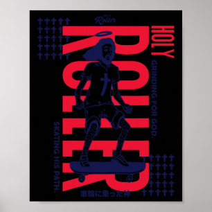 Lustiger Skateboarding-Jesus Holy Roller Street Ar Poster