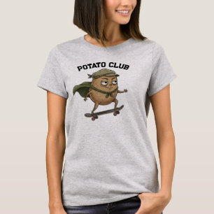 Lustiger Skateboarding-Kartoffel-Club Retro-Cartoo T-Shirt