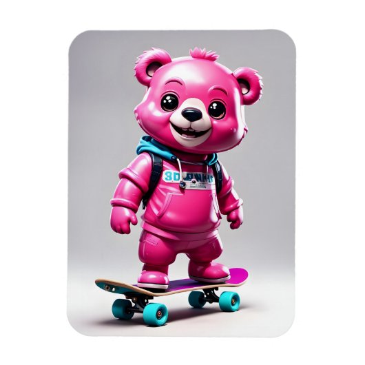 Lustiger Skater Bär Magnet (Vertikal)