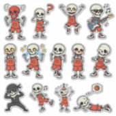 Lustiger Skelett-Basketball-Sticker-Pack — Totenko Aufkleber (Vorderseite)