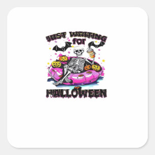 Lustiger Skelett, der nur auf Halloween wartet Gru Quadratischer Aufkleber