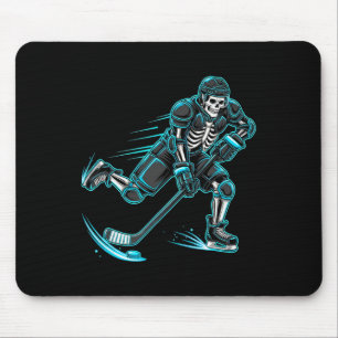 Lustiger Skelett-Eishockeyspieler Halloween Mousepad