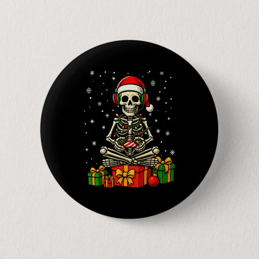 Lustiger Skelett-Gamecontroller-Weihnachtsbeleucht Button (Vorderseite)