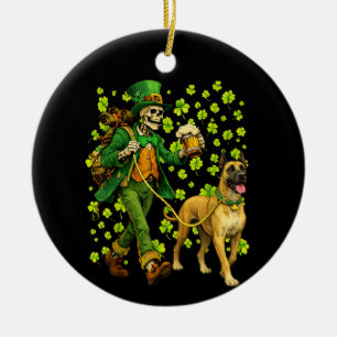 Lustiger Skelett gehender Great Dane Gothic Hunde  Keramik Ornament
