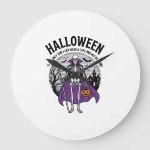 Lustiger Skelett Halloween-Umhang-Zitat Vintage-De Große Wanduhr