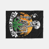 Lustiger Skelett-Kiffer raucht Gras Let's Get Lit Fleecedecke (Vorderseite (Horizontal))