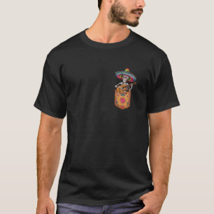 Lustiger Skelett-Mariachi-Gitarre-Tasche Cinco De  T-Shirt