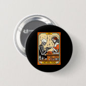 Lustiger Skelett-Nagelboss Das Nageltechniker-Lebe Button (Vorne & Hinten)