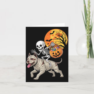 Lustiger Skelett-Reittier-Mumien-Pitbull-Hund-Frau Karte