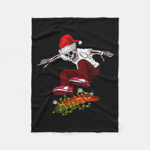 Lustiger Skelett-Skateboard-Weihnachts-Pyjama-Sant Fleecedecke