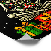 Lustiger Skelett-Spielcontroller Weihnachtslichter Poster (Ecke)
