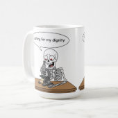 Lustiger Skelett sucht Würde Kaffeetasse (Vorderseite Links)
