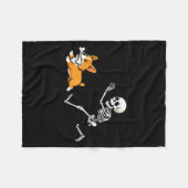 Lustiger Skelettjäger Corgi Halloween Hundemutter Fleecedecke (Vorderseite (Horizontal))