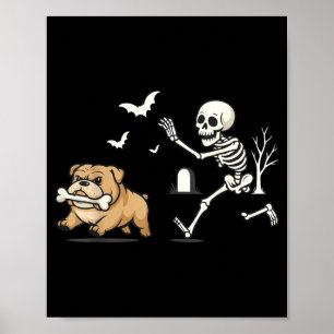Lustiger Skelettjäger Französische Bulldogge Hallo Poster