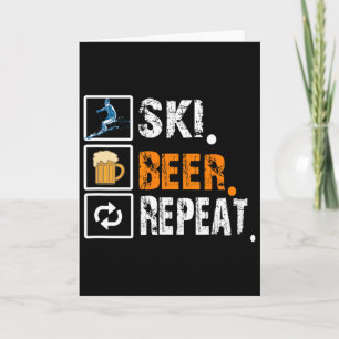 Lustiger Ski-Bier-Wiederholung-Skifahren und Skifa Karte
