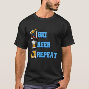 Lustiger Ski-Bier-Wiederholungs-Ski-Winter-Skatebo T-Shirt