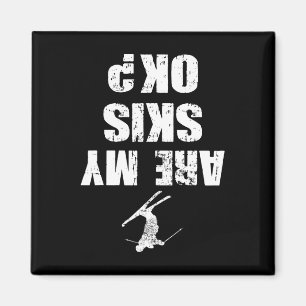 Lustiger Ski-T-Shirt abgenutzt Skifahren Winterspo Magnet