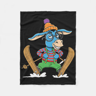 Lustiger Skifahrender Esel Alpen-Winter-Cartoon Ap Fleecedecke