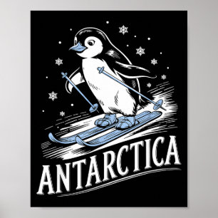 Lustiger Skifahrender Pinguin Antarktika Winterurl Poster
