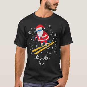 Lustiger Skifahrender Weihnachtsmann Weihnachtsbau T-Shirt