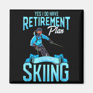 Lustiger Skifahrer Ruhestandsplan auf Skifahren Sc Magnet