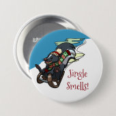 Lustiger Skunk auf Schlitten als Weihnachtsstrumpf Button (Vorne & Hinten)