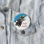 Lustiger Skunk auf Schlitten als Weihnachtsstrumpf Button (Beispiel)