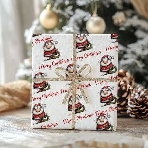 Lustiger skurriler Weihnachtsmann Minimalistisches Geschenkpapier