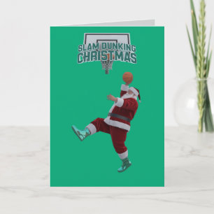 Lustiger Slam Dunking Weihnachtsmann Weihnachten Karte