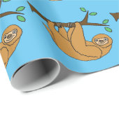 Lustiger Sloth-Cartoon Geschenkpapier (Rolleneckpunkt)