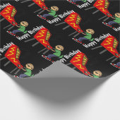 Lustiger Sloth, der Flipperautomat-Cartoon spielt Geschenkpapier (Ecke)