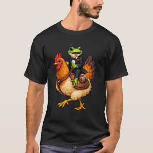 Lustiger Smoking Frosch reitet auf Huhn Langarm T-Shirt