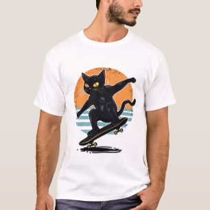 Lustiger Smoking-Kater-Skateboarder in Sneakern Re T-Shirt