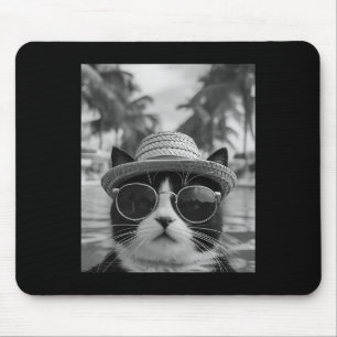 Lustiger Smoking-Katze Selfie Katze Sommerurlaub Mousepad