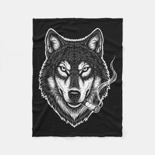 Lustiger Smoking-Wolf-Meme Vintage-Zigarettendesig Fleecedecke (Vorderseite)
